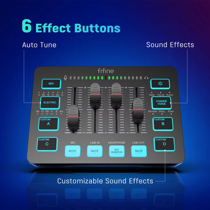 Gaming Audio Mixer,Streaming 4-Channel RGB Mixer with XLR Microphone Interface,For Game Voice,Podcast,Ampligame SC3