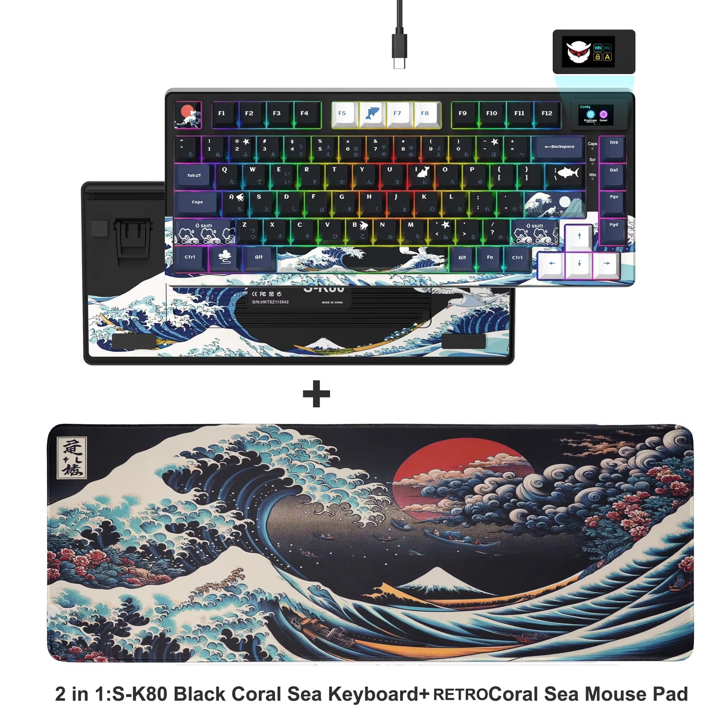 S-K80 75% Coral Sea Keyboard with OLED Display Mechanical Gaming Keyboard Hot Swap Keyboard Gasket RGB Custom Keyboard