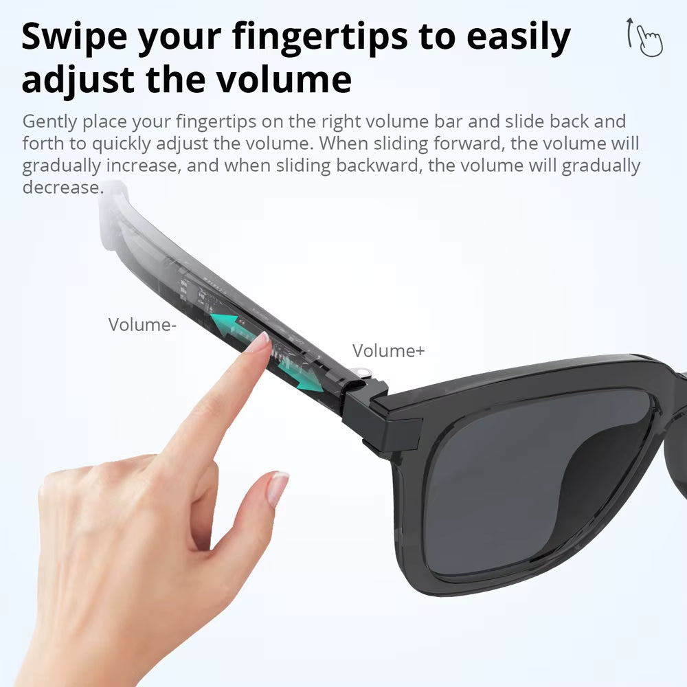 G06 Smart Glasses Bluetooth Sunglasses Built-In Microphone Speakers Touch & Voice Assistant Compatible Glass for Men Women