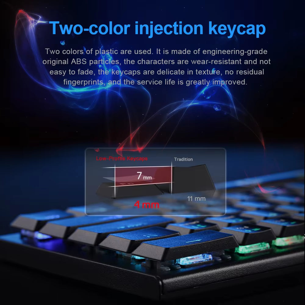 Horus K618 RGB Support Bluetooth 5.0 Wireless USB 2.4G 3 Mode Mechanical Gaming Keyboard 104 Keys for Compute PC Laptop