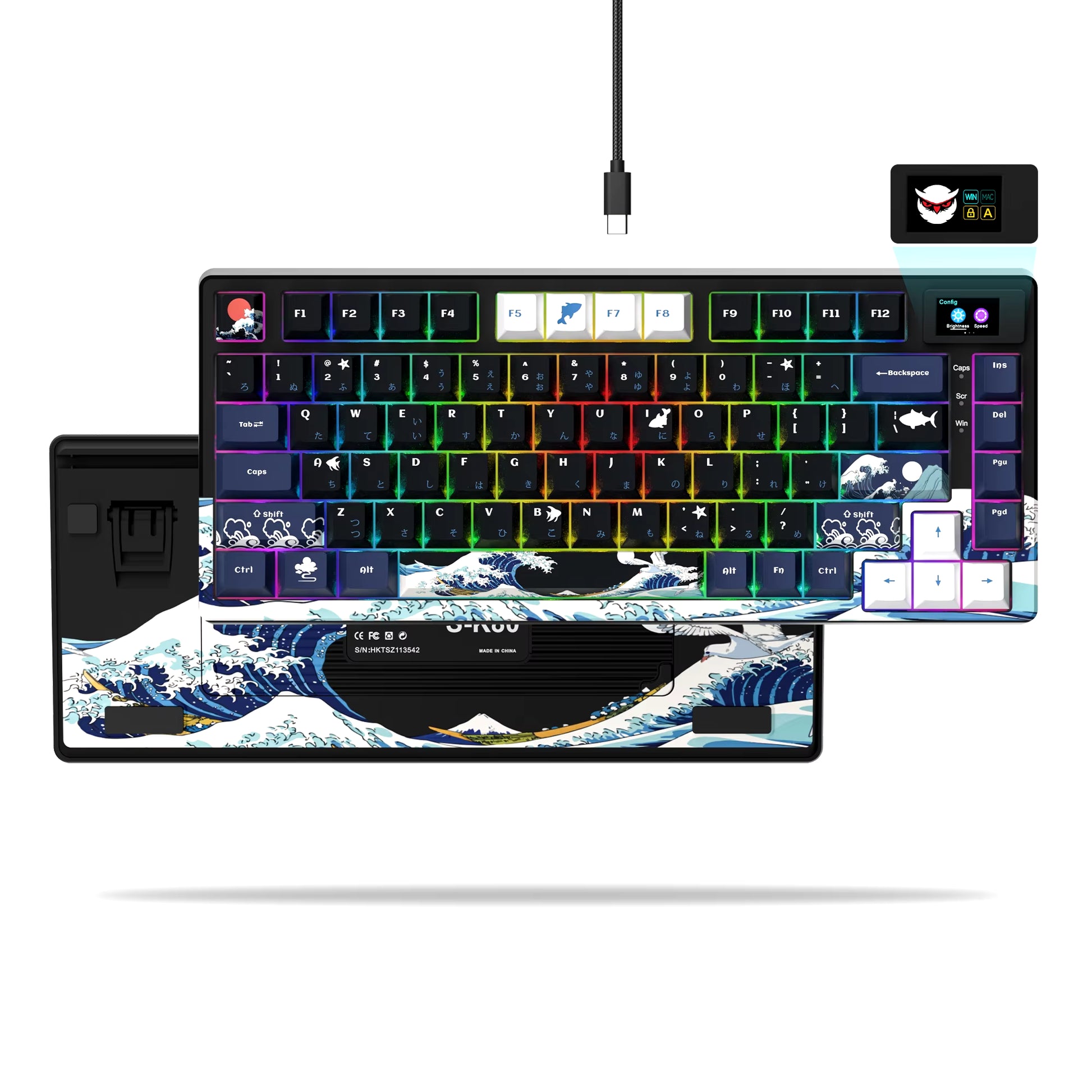 S-K80 75% Coral Sea Keyboard with OLED Display Mechanical Gaming Keyboard Hot Swap Keyboard Gasket RGB Custom Keyboard