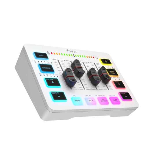 Gaming Audio Mixer,Streaming 4-Channel RGB Mixer with XLR Microphone Interface,For Game Voice,Podcast,Ampligame SC3