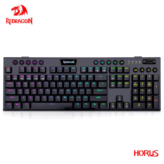 Horus K618 RGB Support Bluetooth 5.0 Wireless USB 2.4G 3 Mode Mechanical Gaming Keyboard 104 Keys for Compute PC Laptop