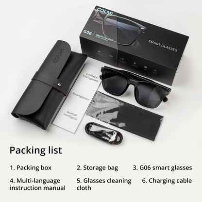 G06 Smart Glasses Bluetooth Sunglasses Built-In Microphone Speakers Touch & Voice Assistant Compatible Glass for Men Women