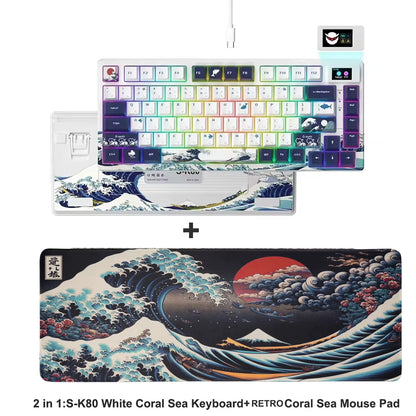 S-K80 75% Coral Sea Keyboard with OLED Display Mechanical Gaming Keyboard Hot Swap Keyboard Gasket RGB Custom Keyboard