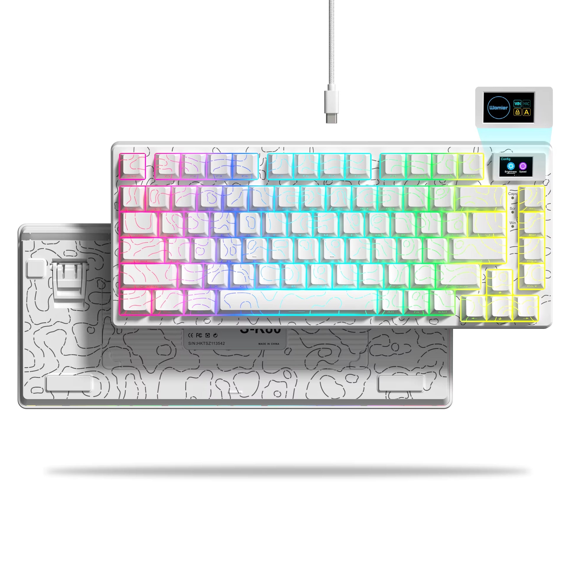 S-K80 75% Coral Sea Keyboard with OLED Display Mechanical Gaming Keyboard Hot Swap Keyboard Gasket RGB Custom Keyboard