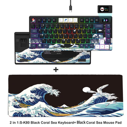 S-K80 75% Coral Sea Keyboard with OLED Display Mechanical Gaming Keyboard Hot Swap Keyboard Gasket RGB Custom Keyboard